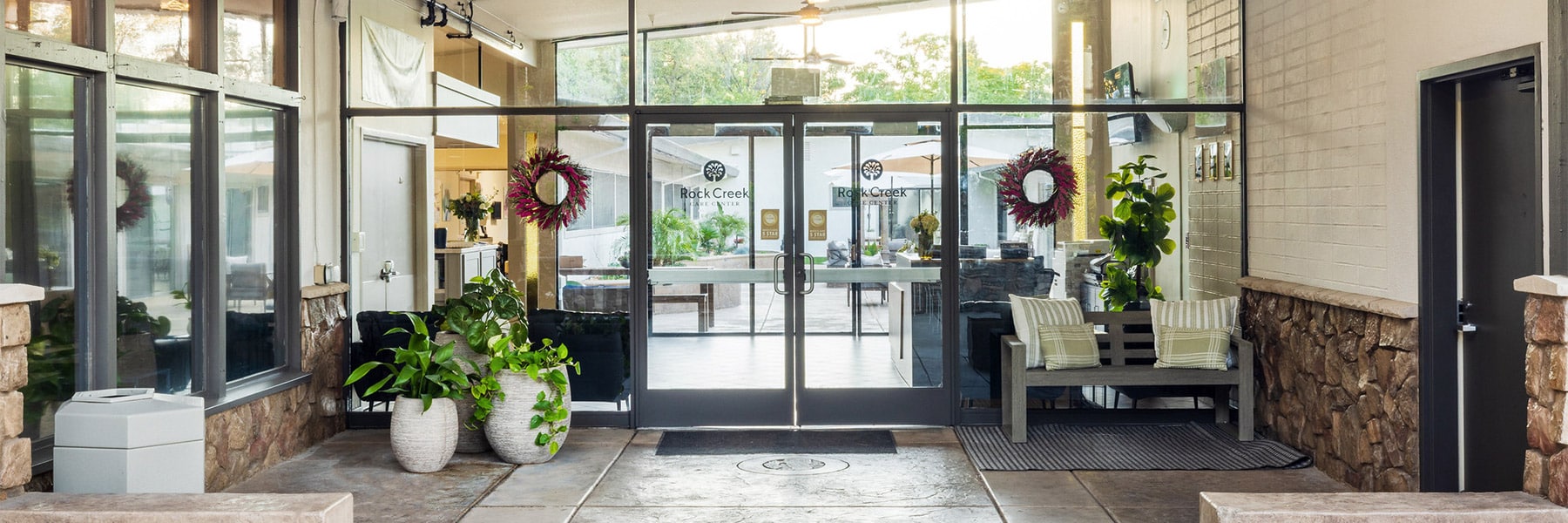 Front doors at Rock Creek Care Center